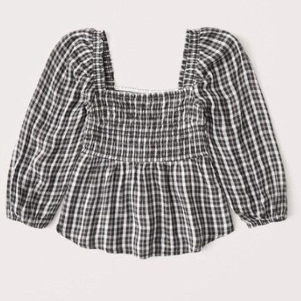 Abercrombie & Fitch Smocked Gingham Top Size L